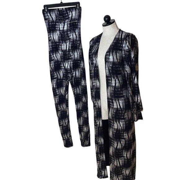 Votique La Womens Jumpsuit and Duster Set Size S Black Metallic Abstract Print - Picture 1 of 14